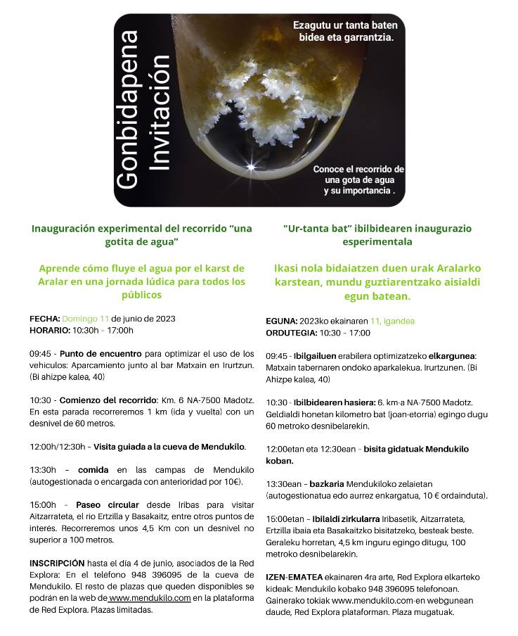 Inauguraci&oacute;n experimental del recorrido &quot;una gotita de agua&quot; (actividad de la cueva de Mendukilo)